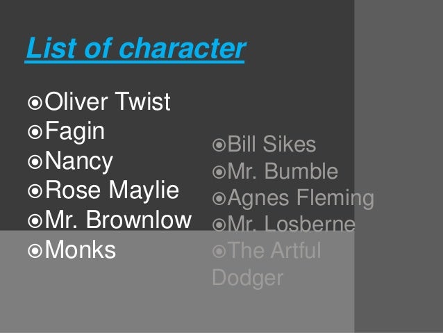 oliver twist (character) played by Oliver twist character list